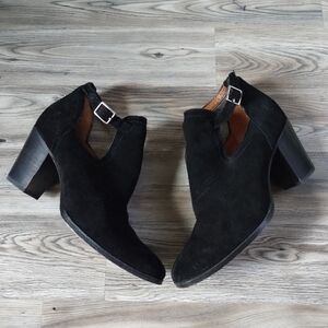 Frye Meghan Black Suede Block Heel Bootie Shoe Size 8